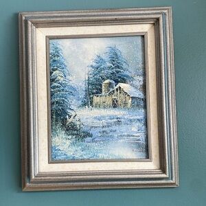 Vintage Israel Rozario oil painting snow scene   Signed